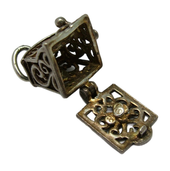 Vintage 1960's Silver Opening Nuvo Fruit or Slot Machine Charm Coins Inside Silver Charm - Sandy's Vintage Charms