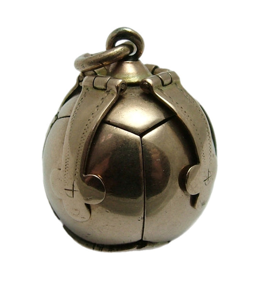 Heavy Antique Edwardian c1910 9ct Rose Gold & Silver Opening Masonic Ball Charm Antique Charm - Sandy's Vintage Charms