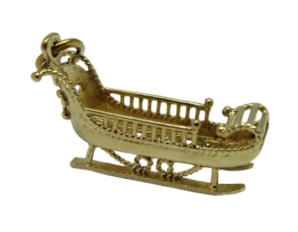 Large Vintage 1970's Bright Yellow 9ct Gold Sleigh Charm HM 1977 Gold Charm - Sandy's Vintage Charms