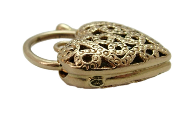 Large Vintage 1980's 9ct Rose Gold Filigree Patterned Padlock Bracelet Fastener or Charm Gold Charm - Sandy's Vintage Charms
