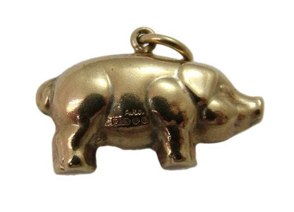 Vintage 1970's Hollow 9ct Gold Pig Charm HM 1972 Gold Charm - Sandy's Vintage Charms