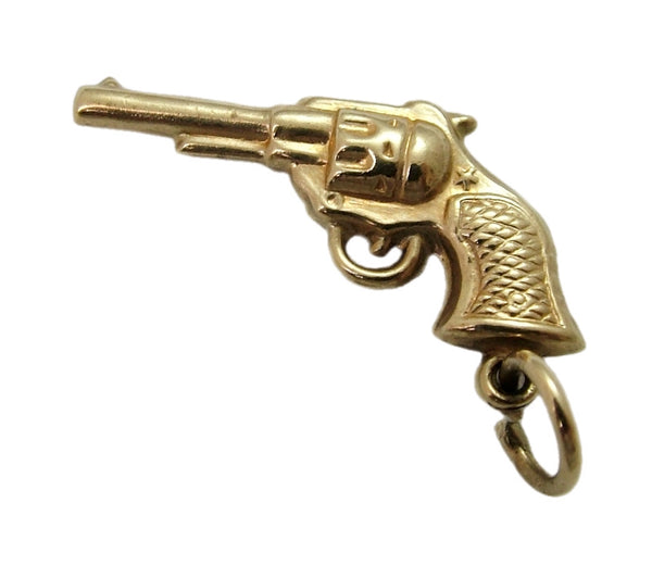 Vintage 1970's 9ct Gold Hollow Gun Revolver Charm HM 1972 Gold Charm - Sandy's Vintage Charms