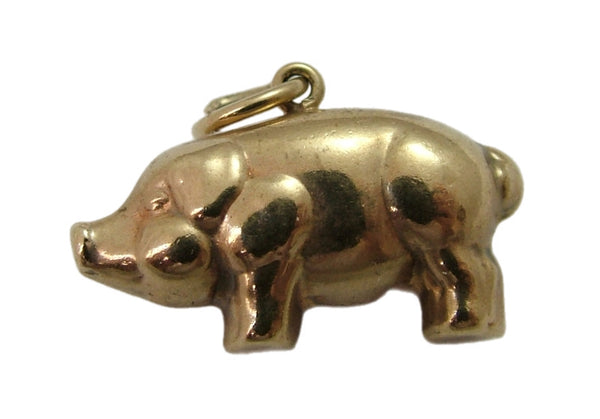 Vintage 1970's Hollow 9ct Gold Pig Charm HM 1972 Gold Charm - Sandy's Vintage Charms