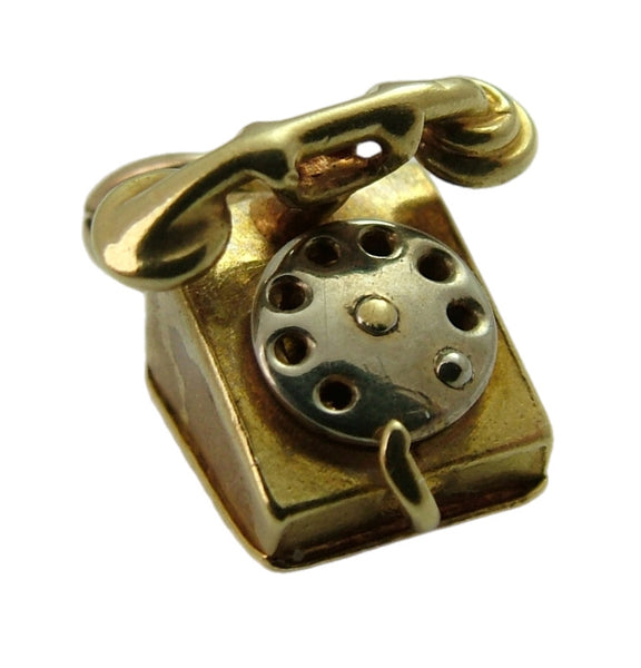 Vintage 1940's 18ct 18k Gold Telephone Charm with Rotating Dial Gold Charm - Sandy's Vintage Charms
