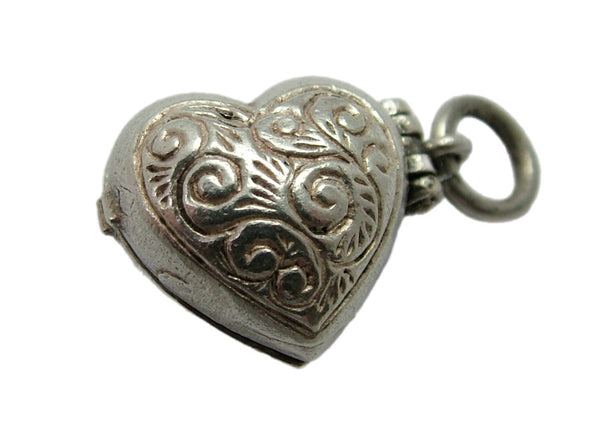 Vintage 1970's Silver Opening Heart Charm Couple Cuddling Inside Silver Charm - Sandy's Vintage Charms