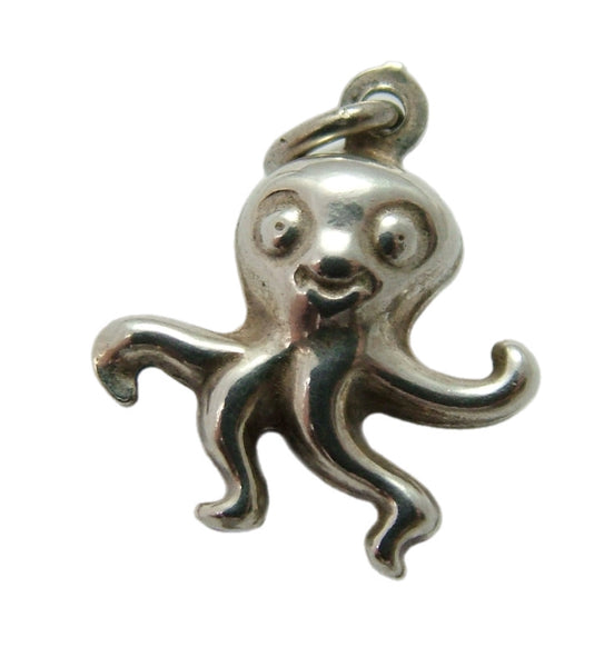 Small Vintage 1980's Hollow Silver Octopus Charm Silver Charm - Sandy's Vintage Charms