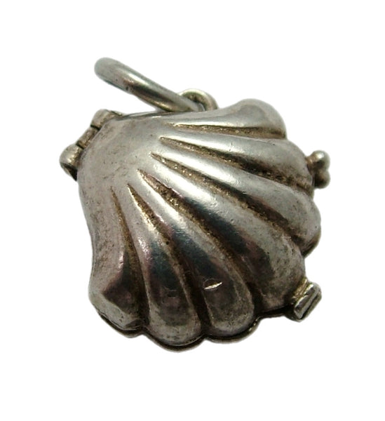 Vintage 1960's Silver Opening Nuvo Clam Shell Charm Faux Pearl Inside HM 1967 Silver Charm - Sandy's Vintage Charms