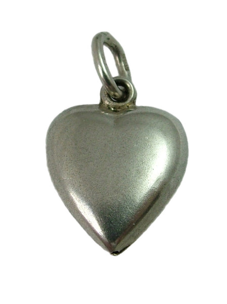 Vintage 1940's Hollow Silver & Turquoise Glass Heart Charm 1920s-1950s Charm - Sandy's Vintage Charms