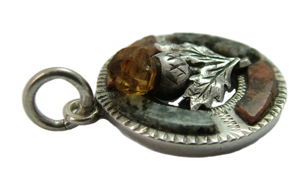 Antique Edwardian Silver & Scottish Agate Thistle Charm HM 1906 Antique Charm - Sandy's Vintage Charms