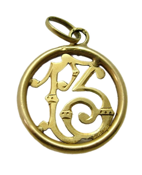 Antique Victorian c1900 French 18ct 18k Gold Hollow Lucky No. 13 Disc Charm