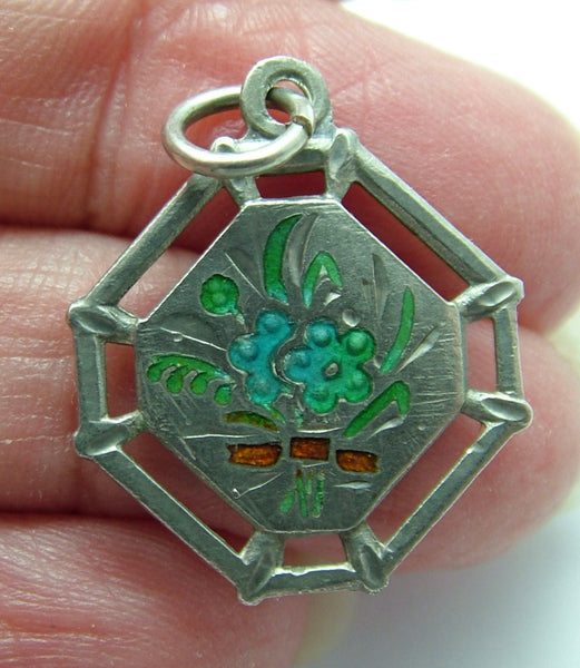 Vintage 1930’s Silver & Enamel Forget-me-not Flower Charm Enamel Charm - Sandy's Vintage Charms