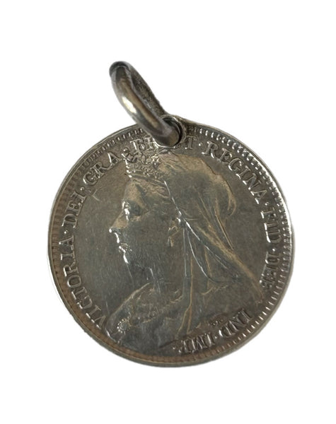 Antique Victorian Silver Engraved Love Token Coin Charm "CE" Love Token - Sandy's Vintage Charms