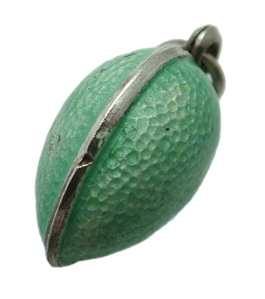 Antique Edwardian Silver & Pale Green Guilloche Enamel Egg Charm Antique Charm - Sandy's Vintage Charms