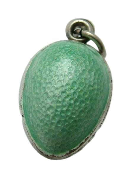 Antique Edwardian Silver & Pale Green Guilloche Enamel Egg Charm Antique Charm - Sandy's Vintage Charms