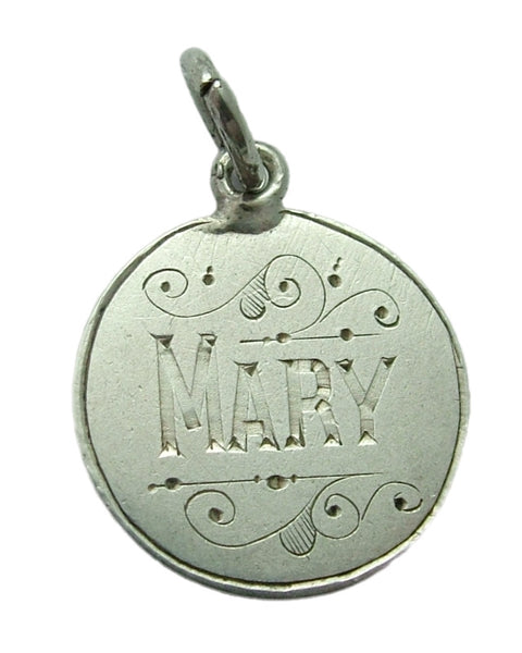 Antique Victorian Silver Engraved Love Token Coin Charm “MARY” Love Token - Sandy's Vintage Charms