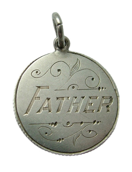 Antique Victorian Silver Engraved Love Token Coin Charm FATHER Love Token - Sandy's Vintage Charms