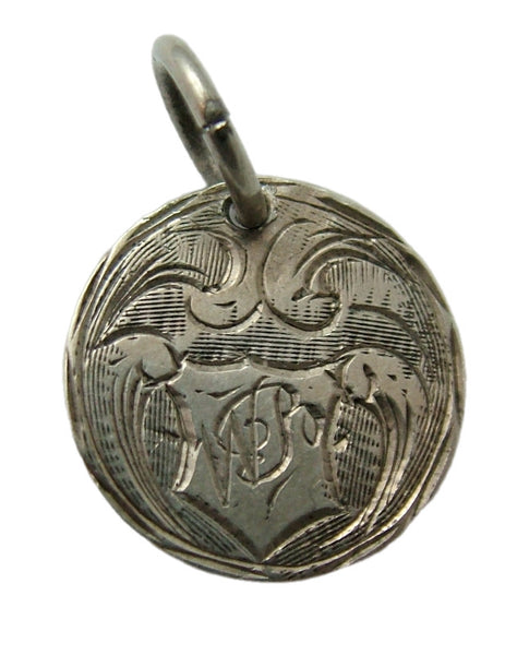 Antique Victorian Silver Engraved Love Token Coin Charm "WB" Love Token - Sandy's Vintage Charms