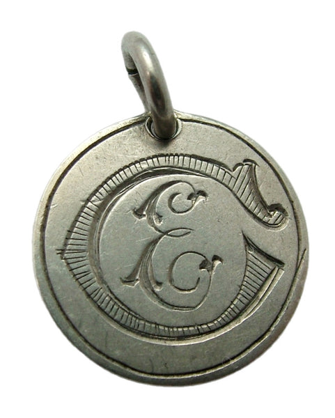 Antique Victorian Silver Engraved Love Token Coin Charm "CE" Love Token - Sandy's Vintage Charms