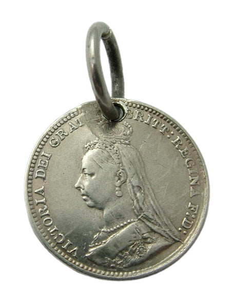 Antique Victorian Silver Engraved Love Token Coin Charm "WB" Love Token - Sandy's Vintage Charms