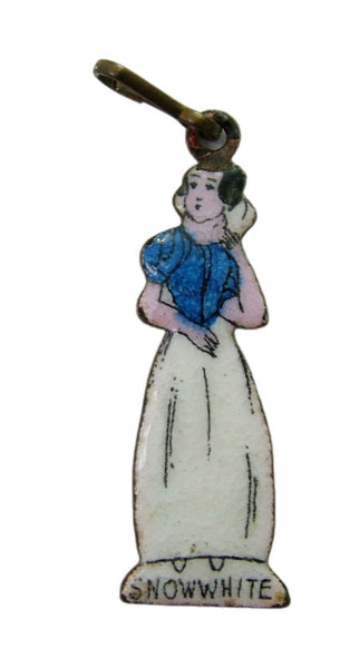 Vintage 1930's Brass & Enamel Snow White & The Seven Dwarfs Charm SNOW WHITE 1920s-1950s Charm - Sandy's Vintage Charms