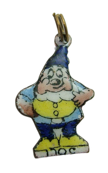 Vintage 1930's Brass & Enamel Snow White & The Seven Dwarfs Charm DOC 1920s-1950s Charm - Sandy's Vintage Charms