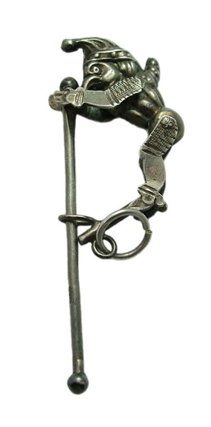 Antique Victorian c1900 Articulated Silver Punch on a Pole Charm Antique Charm - Sandy's Vintage Charms