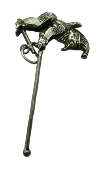 Antique Victorian c1900 Articulated Silver Punch on a Pole Charm Antique Charm - Sandy's Vintage Charms