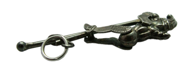 Antique Victorian c1900 Articulated Silver Punch on a Pole Charm Antique Charm - Sandy's Vintage Charms