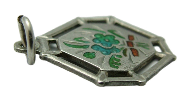 Vintage 1930’s Silver & Enamel Forget-me-not Flower Charm Enamel Charm - Sandy's Vintage Charms