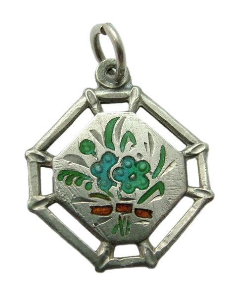 Vintage 1930’s Silver & Enamel Forget-me-not Flower Charm Enamel Charm - Sandy's Vintage Charms