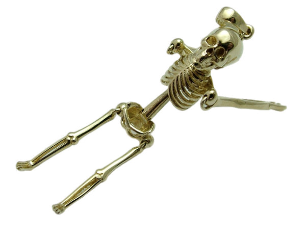 Large Modern 9ct Gold Fully Articulated Skeleton Charm