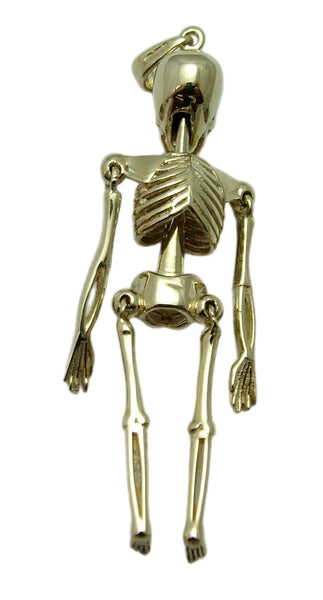 Large Modern 9ct Gold Fully Articulated Skeleton Charm