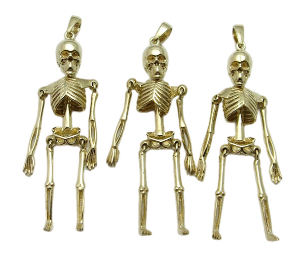 Large Modern 9ct Gold Fully Articulated Skeleton Charm