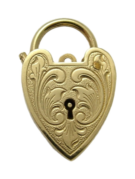 Large Vintage 1970's 9ct Yellow Gold Patterned Padlock Bracelet Fastener or Charm HM 1970