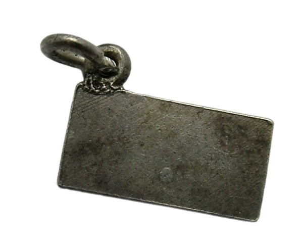 Small Vintage 1950's Silver & Enamel Domino Charm with Red Heart