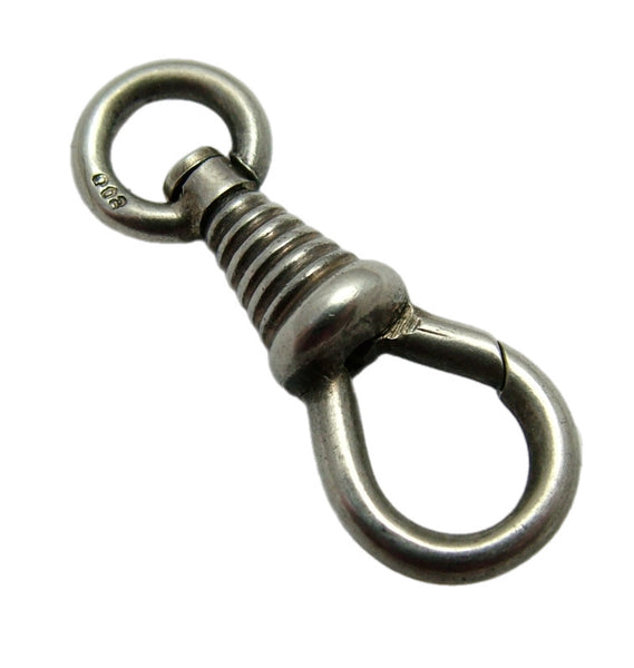 Antique Edwardian European Silver Swivel Dog Clip Fastener - For Hanging Fobs & Charms