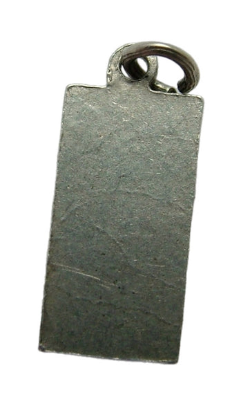 Small Vintage 1950's Silver & Black Enamel Domino Charm