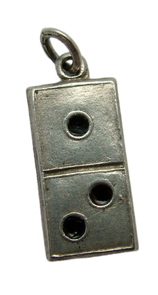 Small Vintage 1950's Silver & Black Enamel Domino Charm