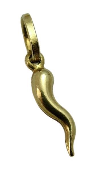 Small Vintage 1980’s Hollow 18ct 18k Gold Horn of Plenty or Cornicello Charm