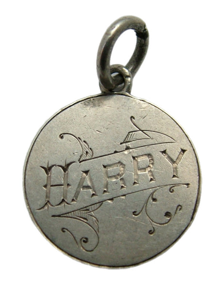 Antique Victorian Silver Engraved Love Token Coin Charm “HARRY”