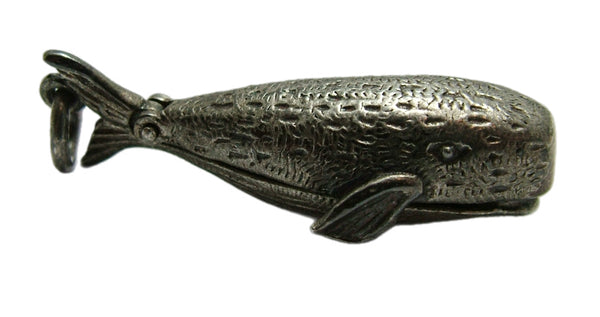 Large Vintage 1960's Silver Opening Whale Charm Jonah Praying Inside HM 1963
