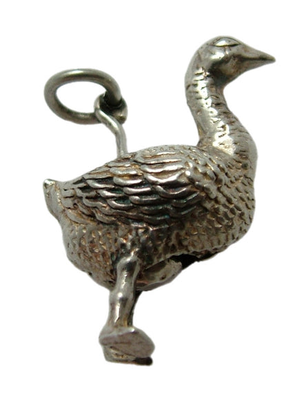 Large Vintage 1960's Articulated Silver Goose Charm That Lays an Egg