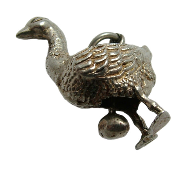 Large Vintage 1960's Articulated Silver Goose Charm That Lays an Egg