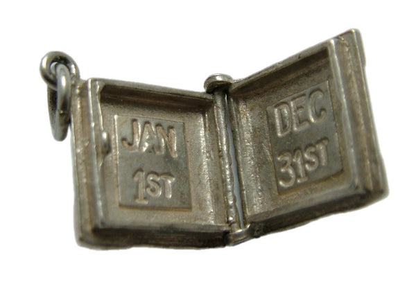 Vintage 1970's Silver Opening “Diary" Book Charm with Dates Inside