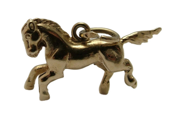 Vintage 1970's Solid 9ct Gold Running Horse Charm HM 1972