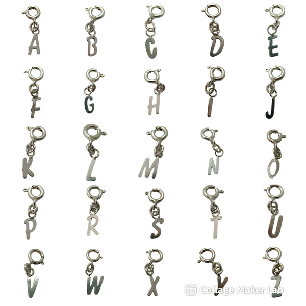 Tiny Secondhand Sterling Silver Initial Letter Charms on Bolt Rings FULL ALPHABET AVAILABLE Silver Charm - Sandy's Vintage Charms