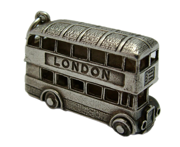 Large Heavy Vintage 1970's Silver London Double Decker Bus Charm HM 1977