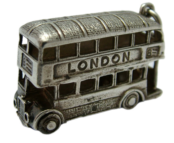 Large Heavy Vintage 1970's Silver London Double Decker Bus Charm HM 1977
