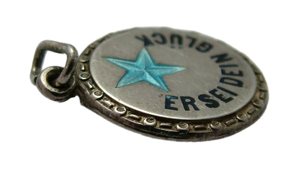 Vintage 1930's Silver & Turquoise Enamel Lucky Star Charm