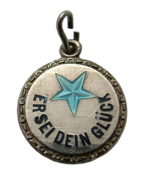 Vintage 1930's Silver & Turquoise Enamel Lucky Star Charm